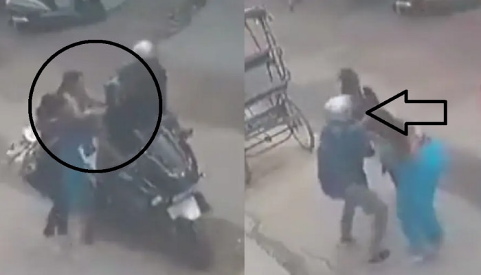 Viral Video : बाइकवरुन साखळी चोर आला अन् मग... मायलेकीने काय केलं? बघा हा व्हिडीओ