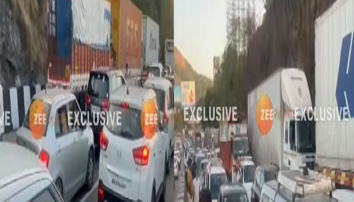 पुणे-मुंबई एक्स्प्रेसवेवर वाहतूक ठप्प, हजारो वाहनांच्या रांगा, पाहा Live Video