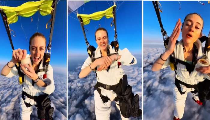 VIDEO VIRAL : वो स्त्री है कुछ भी कर सकती है... 10 हजार फूट उंचीवर हवेत तरंगत केला मेकअप 