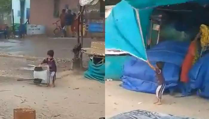 Viral Video: वादळात चिमुरड्याची आईसह दुकान वाचवण्यासाठी धडपड; VIDEO पाहून डोळे पाणावतील