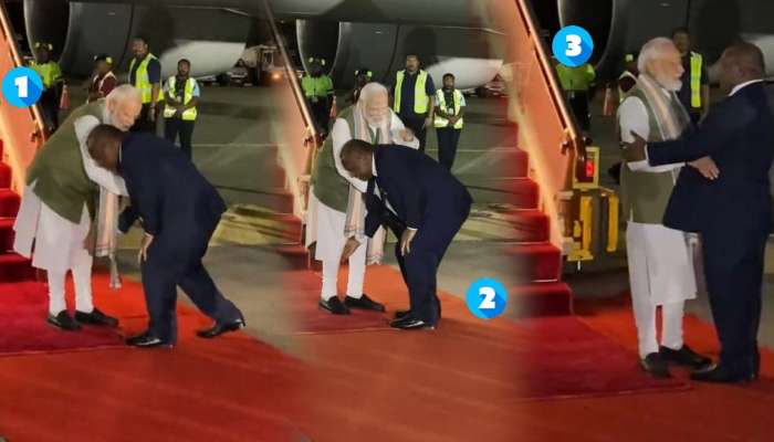 PM of Papua New Guinea Touches Feet Of Modi: ...अन् &#039;या&#039; देशाचे पंतप्रधान विमानतळावरच मोदींच्या पाया पडले! पाहा Video