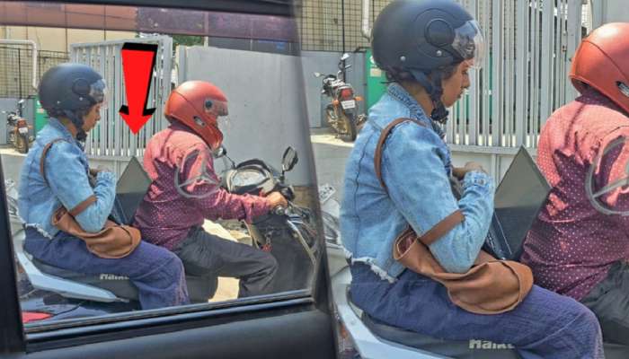Woman Working On Laptop In Traffic: ट्रॅफिकमुळे Work From Bike करणाऱ्या महिलेचा फोटो Viral! फोटोवरुन सुरु झाला नवा वाद
