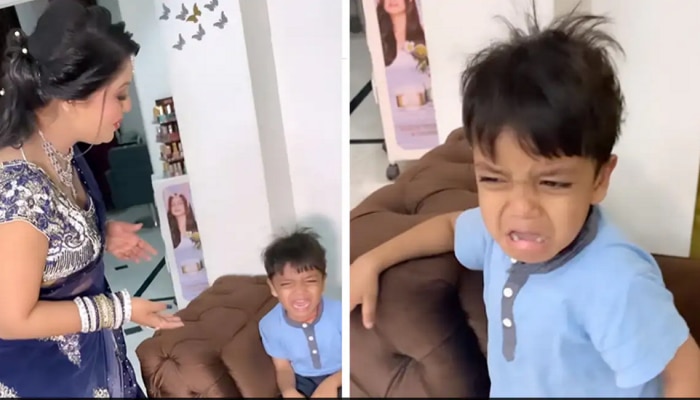 Viral Video : मेकअप केलेल्या आईला पाहून चिमुकला घाबरला; त्याची प्रतिक्रिया पाहून हसणं थांबणारच नाही...