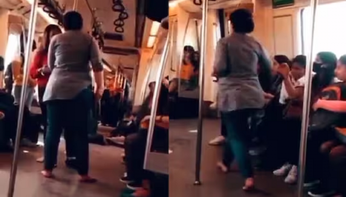 Mumbai लोकलनंतर आता Metro मध्ये महिलांचा आखाडा, चप्पल आणि बॉटल घेऊन एकमेकींना...Video Viral