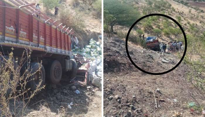 करंजी घाटात अवघड वळणावर ताबा सुटला, ट्रक 25 फूट खोल दरीत कोसळला अन्...