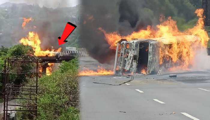 मुंबई-पुणे Expressway वर ऑइल टँकर पेटला! चौघांचा होरपळून मृत्यू; एका बाजूनेच वाहतूक सुरु