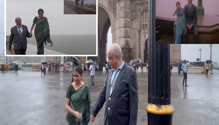 Viral Video : &#039;रिमझिम गिरे सावन&#039; म्हणत मुंबईच्या पाऊस खऱ्या अर्थानं जगलंय &#039;हे&#039; जोडपं; पाहून कलाकारही होतील अवाक्
