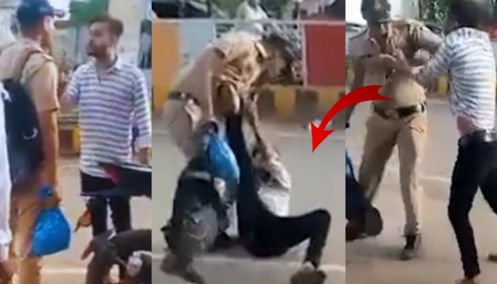 Viral Video: पोरीची छेड काढली अन् वरून दादागिरी; भर रस्त्यात पोलिसाने दाखवला इंगा, पाहा कसा उतरवला माज!