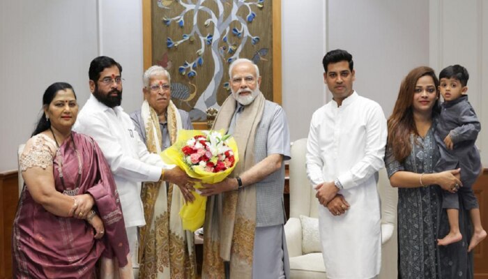 मुख्यमंत्री शिंदेंनी सहकुटुंब घेतली पंतप्रधान मोदींची भेट