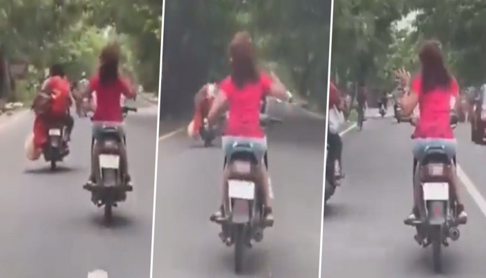 Viral Video : धावत्या स्कूटीवर 'पापा की परी'चा डान्स,  स्वत: सोबत इतरांच्या जीवाशी खेळ