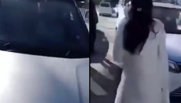 बंद कारमध्ये नवरा दुसऱ्या तरुणीसोबत करत होता रोमान्स, बायको आली अन् मग...Video Viral