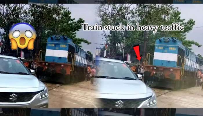 ...अन् Traffic मध्ये चक्क Express अडकली; लाखो Views असलेला Video पाहिला का?