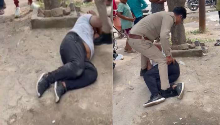 Video : बुटाने तुडवले, छातीवर लाथ मारली; कौटुंबिक वाद सोडवायला गेलेल्या व्यक्तीला पोलिसाकडून मारहाण