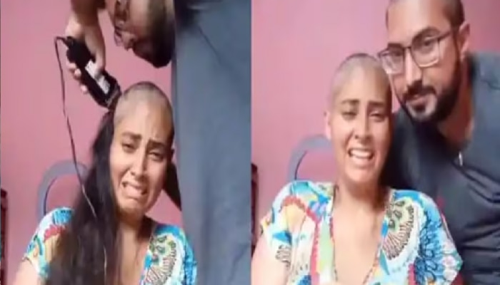 Video: लाईव्ह कॅमेरासमोर पत्नीचं मुंडन केलं, नंतर पतीने स्वत:चेही केस कापले... कारण वाचून डोळ्यात पाणी येईल