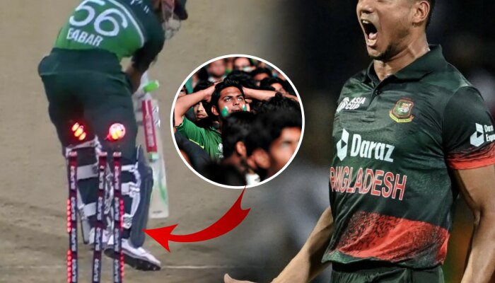 PAK vs BAN : लाहोरच्या मैदानात &#039;बाबर बाबर&#039;च्या घोषणा, तस्कीनने सेकंदात केली पाकड्यांची बोलती बंद; पाहा Video 