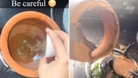 फोडणी देताच झाला मोठा स्फोट, भांड्याचे दोन तुकडे, फुड ब्लॉगरचा VIDEO Viral