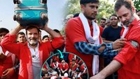 दंडावर बिल्ला, डोक्यावर बॅग अन्...; दिल्ली रेल्वे स्टेशनवरचे राहुल गांधींचे फोटो
