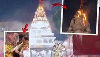 धक्कादायक! पुण्यातील मंडळाच्या देखाव्याला लागली आग, जे पी नड्डा थोडक्यात वाचले; पाहा