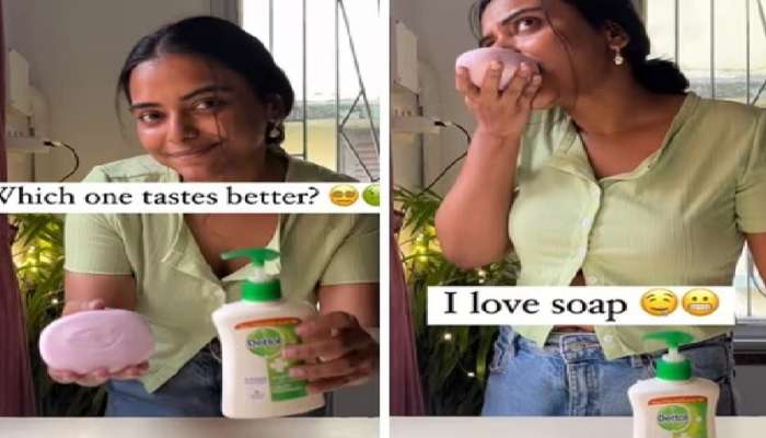 लाईव्ह व्हिडीओत मुलीने खाल्ला साबण, म्हणाली I Love Soap... पाहा Video