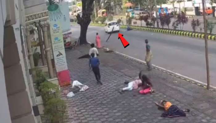भरधाव कारने फुटपाथवर चढून 5 पदचारी महिलांना चिरडलं; घटना CCTV मध्ये कैद