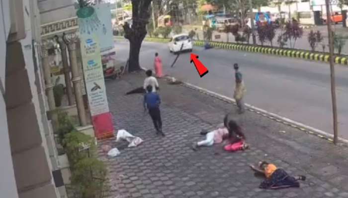 भरधाव कारने फुटपाथवर चढून 5 पदचारी महिलांना चिरडलं; घटना CCTV मध्ये कैद