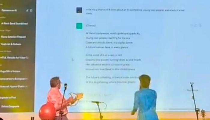 AI गाणं लिहित गेलं अन् आर्टिस्टने सुर जुळवले, कॉन्फरेन्स रुममधील प्रेक्षकांच्या बत्त्या गुल; पाहा Video