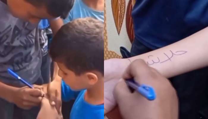 Israel-Hamas War: हातावर नावं का लिहिताहेत गाझातील मुलं? कारण ऐकून अंगावर काटा येईल