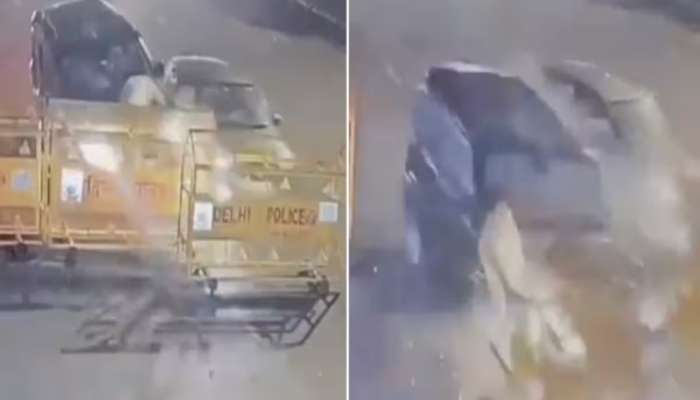 कारची इतकी जोरदार धडक की हवेत उडाला पोलिस कर्मचारी, अपघाताचा व्हिडीओ व्हायरल