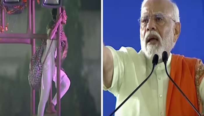 VIDEO: &#039;असं करुन काही होणार नाही, खाली ये&#039;; PM मोदींचे भाषण सुरु असतानाच विजेच्या खांबावर चढली मुलगी 