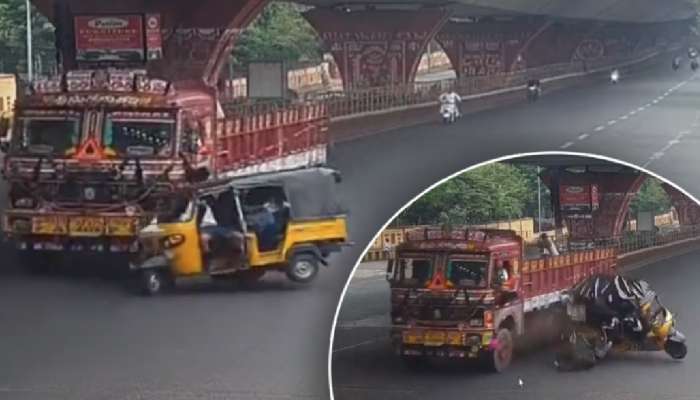 CCTV VIDEO: भरधाव शाळकरी रिक्षा अन् ट्रकची धडक; पोरं रस्त्यावर फेकली गेली अन्...