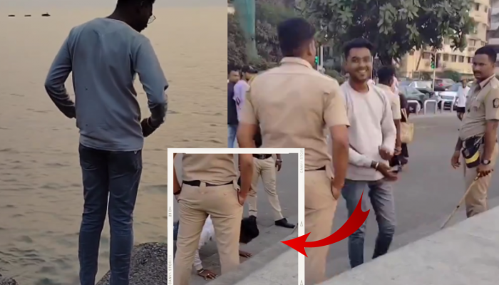 Viral Video : मरिन ड्राईव्हवर शायनिंग मारायला गेला अन् पोलिसांनी असा शिकवला धडा, पाहा ट्रेंड होणारा भन्नाट व्हिडीओ