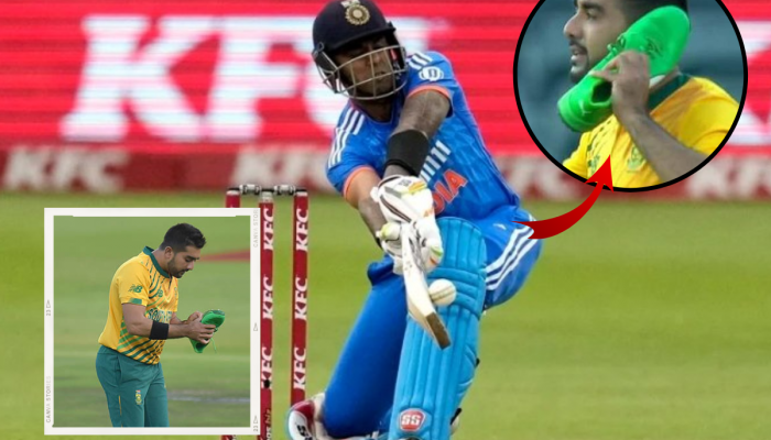SA vs IND : सूर्यकुमार बाद होताच Tabraiz Shamsi चं खास सेलिब्रेशन; बुट काढून कोणाला लावला फोन?
