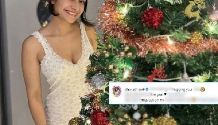 dhanashree verma photos with Christmas tree