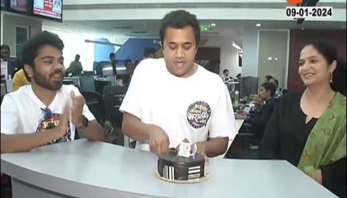 Omi Vaidya Birthday Celebration in zee 24 taas newsroom