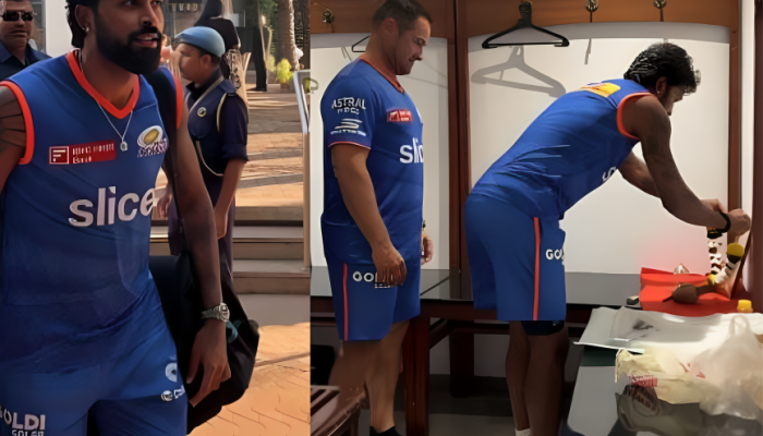 IPL 2024 : देवापुढे हात जोडले, नारळ फोडला आणि...; मुंबई इंडियन्सच्या कॅम्पमध्ये हार्दिक पांड्याची अनोखी एंट्री. पाहा व्हिडीओ