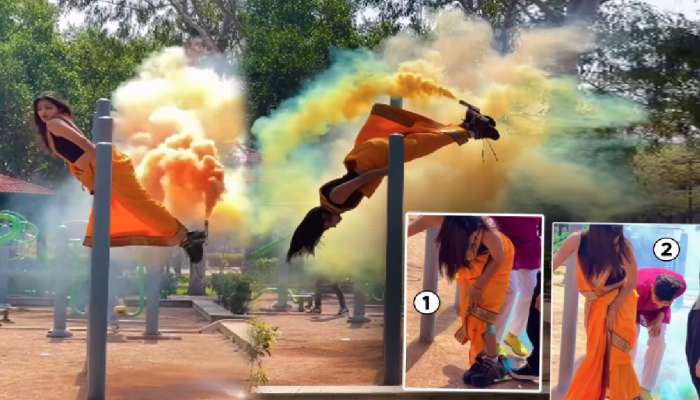 होळीच्या Reel मध्ये साडी नेसून स्टंटबाजी करताना घडला भलताच प्रकार! 'तो' Video Viral