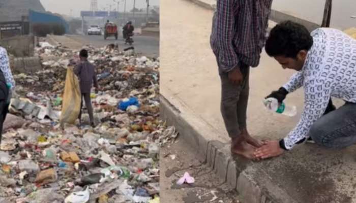 रस्त्याच्या कडेला कचरा वेचणाऱ्या मुलाचे त्याने स्वतःच्या हाताने पाय धुतले, Video पाहून डोळ्यात पाणी येईल