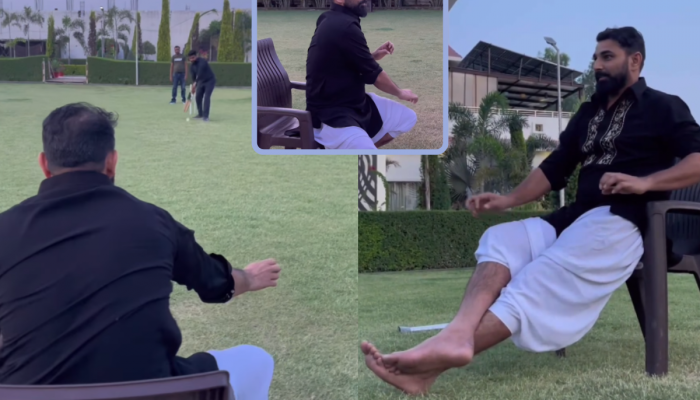 थांबायचं नाय गड्या थांबायचं नाय! खूर्चीवर बसून Mohammed shami करतोय T20 वर्ल्ड कपची तयारी; पाहा Video