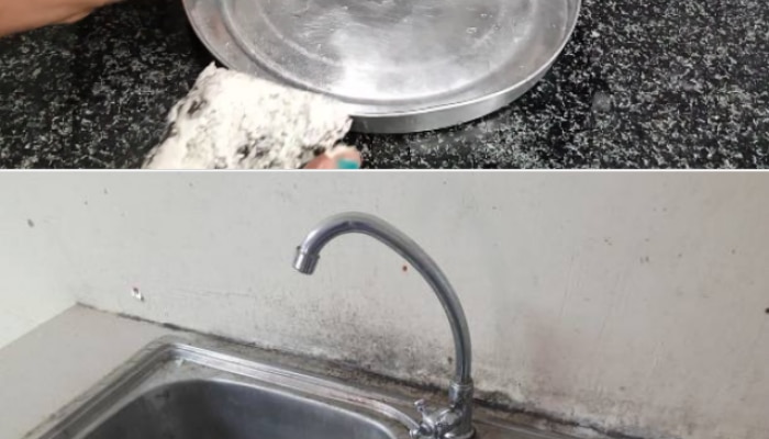 Wheat Flour And One Rupees Shampoo Clean Aluminium Cook wear And Kitchen Basin