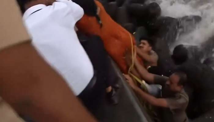 मरीन ड्राईव्हला महिला पाय घसरुन समुद्रात पडली, पुढे काय झालं पाहा...; अंगावर काटा आणणारा VIDEO