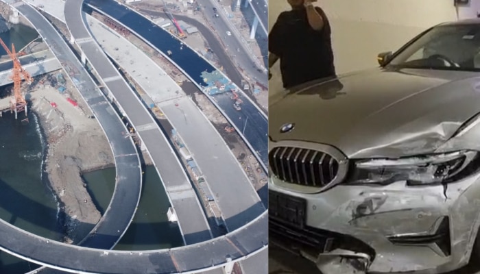 VIDEO: कोस्टल रोड भुयारी मार्गात भरधाव BMW, कारचालकाचे नियंत्रण सुटले आणि...