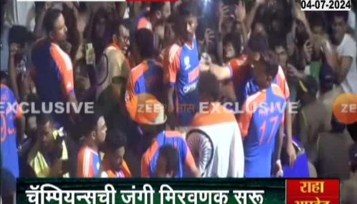 Team India Bus Celebration Mumbai news video 