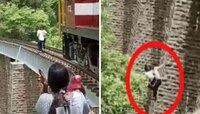 रेल्वे रूळांवर सेल्फी घेत होते नवरा-बायको; समोरुन ट्रेन येताना पाहताच दरीत उडी घेतली