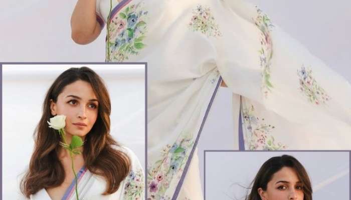 Alia Bhatt stunning white saree look appearance at raj kapoor 100th birth anniversary 