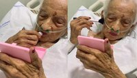 जगायचं तर असं! हॉस्पिटलच्या बेडवर झोपलेल्या आजीबाई करू लागल्या Makeup