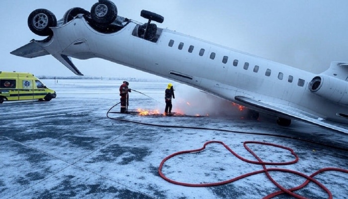 Video: लँड होताच विमान पलटी; Plane Crash नंतर चा व्हिडीओ पाहून म्हणाल हा प्रवास नको रे बाबा!