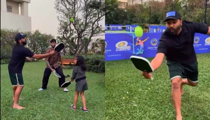 रोहितने लेकीसोबत खेळण्यासाठी बॅट सोडून हातात घेतलं रॅकेट, आयपीएल दरम्यान Video Viral 