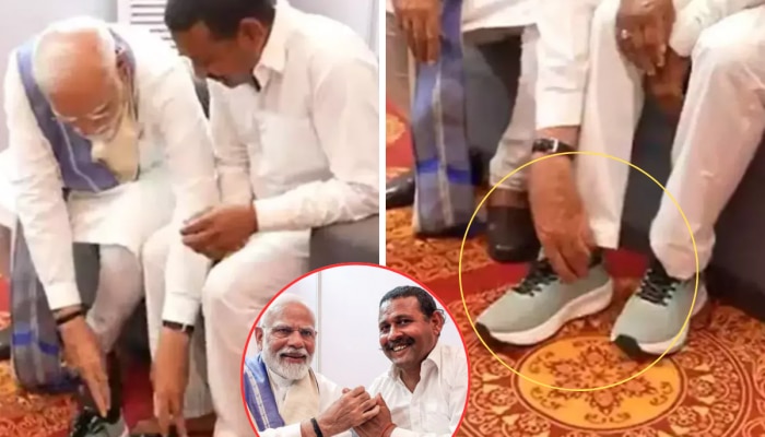 PM मोदींनी स्वत:च्या हाताने ज्या व्यक्तीला बूट घातले तो आहे तरी कोण? Video Viral 