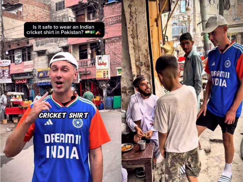 पाकिस्तानातील रस्त्यांवर टीम इंडियाची जर्सी घालून निघाला विदेशी फॅन, लोकांनी दिली अशी रिअ‍ॅक्शन Video