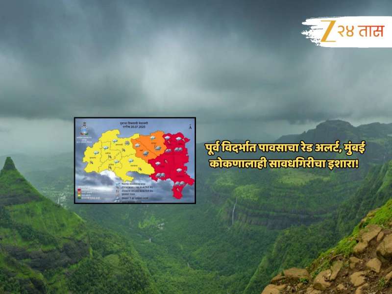 कोकणामागोमाग विदर्भात पावसाचं थैमान, रेड अलर्टनं वाढवली चिंता; तुमच्या शहरात कसं असेल पर्जन्यमान?